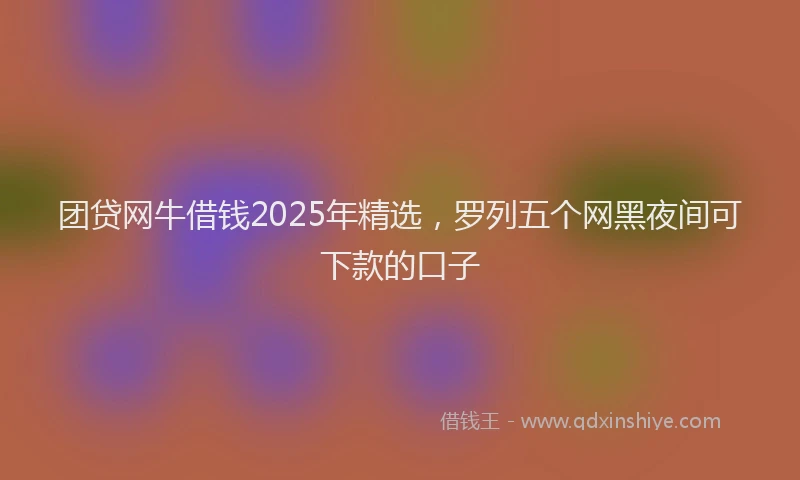 团贷网牛借钱2025年精选，罗列五个网黑夜间可下款的口子