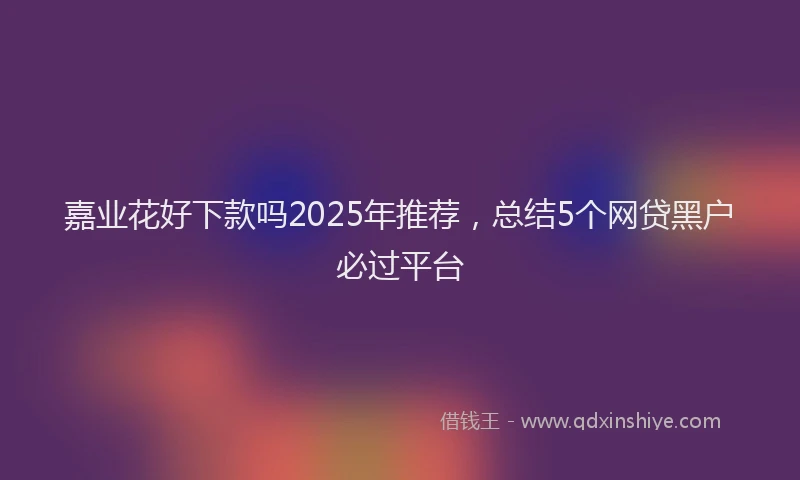 嘉业花好下款吗2025年推荐，总结5个网贷黑户必过平台