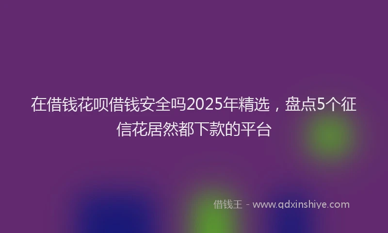在借钱花呗借钱安全吗2025年精选，盘点5个征信花居然都下款的平台