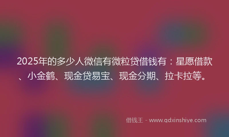 2025年的多少人微信有微粒贷借钱有：星愿借款、小金鹤、现金贷易宝、现金分期、拉卡拉等。