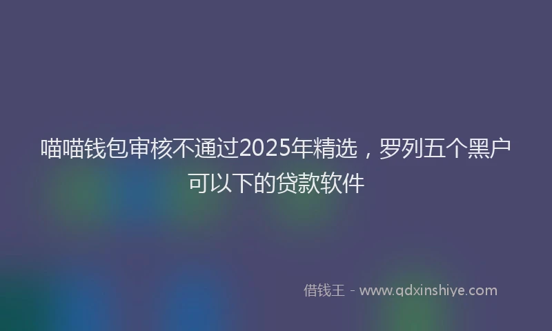 喵喵钱包审核不通过2025年精选，罗列五个黑户可以下的贷款软件