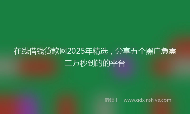 在线借钱贷款网2025年精选，分享五个黑户急需三万秒到的的平台