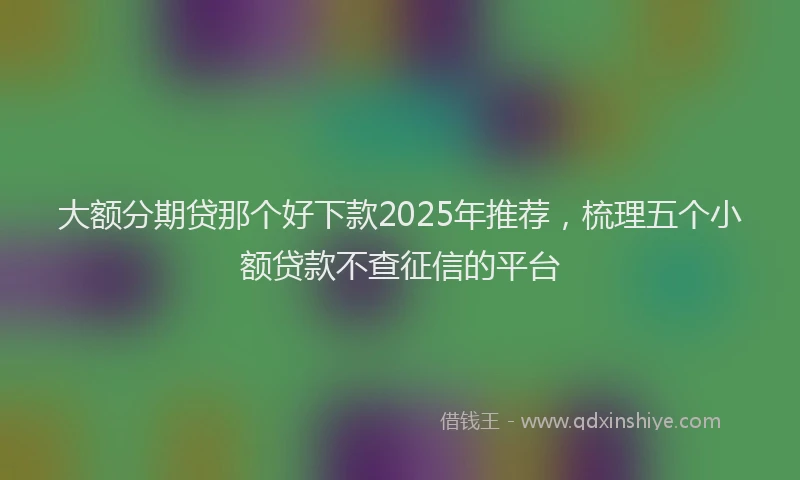 大额分期贷那个好下款2025年推荐，梳理五个小额贷款不查征信的平台