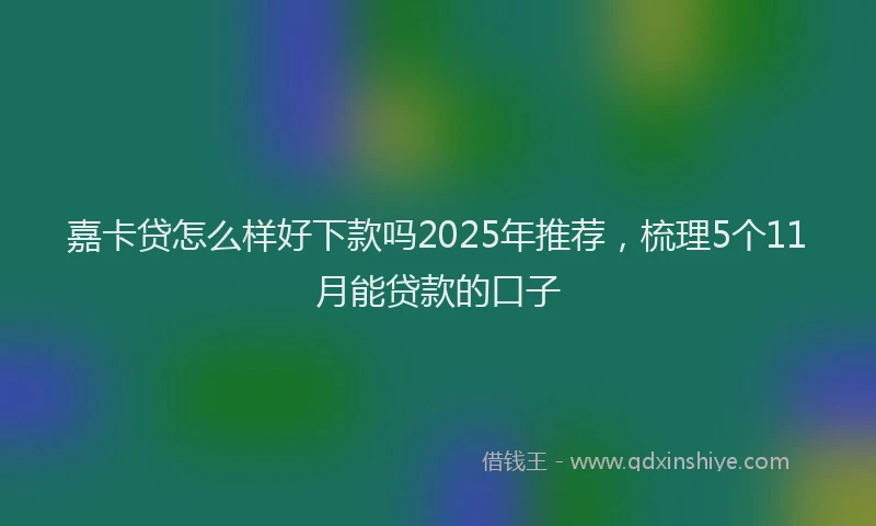 嘉卡贷怎么样好下款吗2025年推荐，梳理5个11月能贷款的口子
