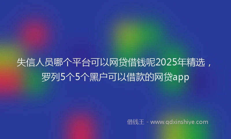 失信人员哪个平台可以网贷借钱呢2025年精选，罗列5个5个黑户可以借款的网贷app