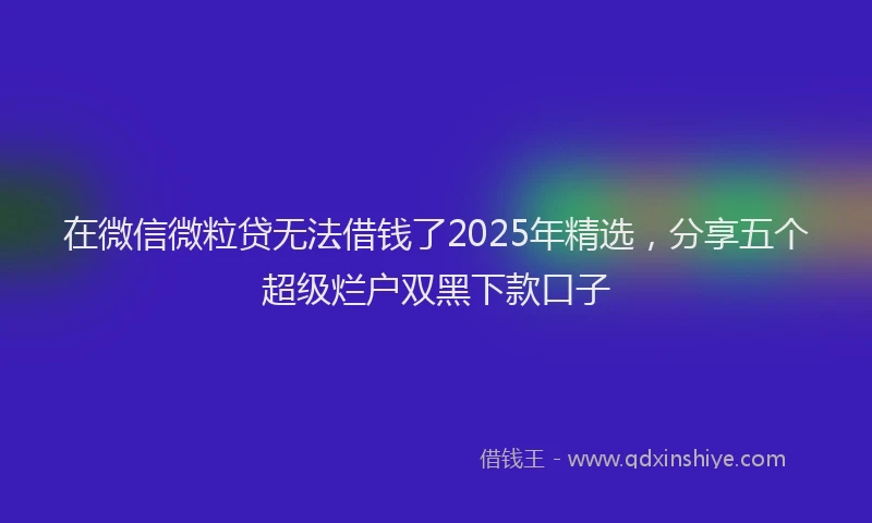 在微信微粒贷无法借钱了2025年精选，分享五个超级烂户双黑下款口子