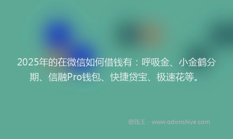 2025年的在微信如何借钱有：呼吸金、小金鹤分期、信融Pro钱包、快捷贷宝、极速花等。