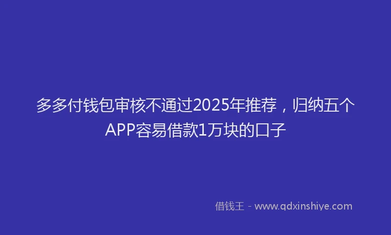 多多付钱包审核不通过2025年推荐，归纳五个APP容易借款1万块的口子
