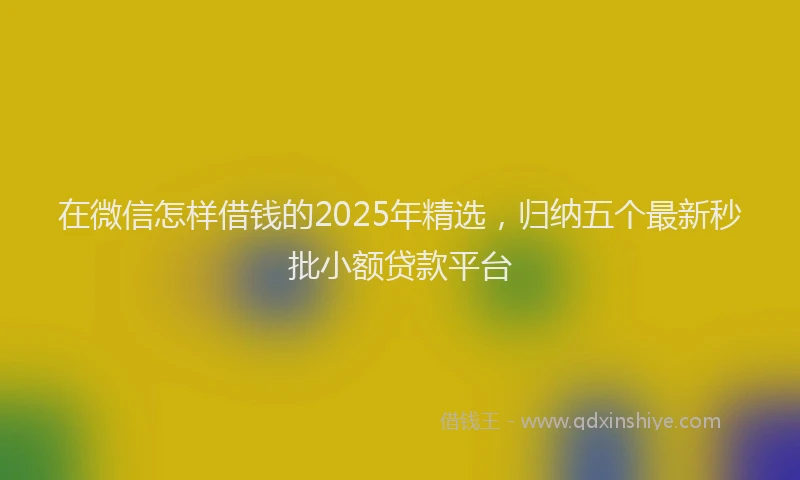 在微信怎样借钱的2025年精选，归纳五个最新秒批小额贷款平台