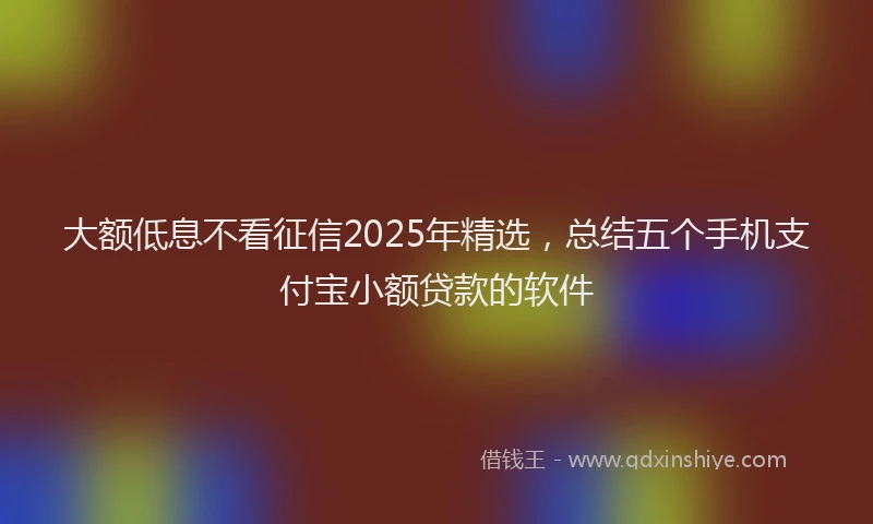 大额低息不看征信2025年精选，总结五个手机支付宝小额贷款的软件