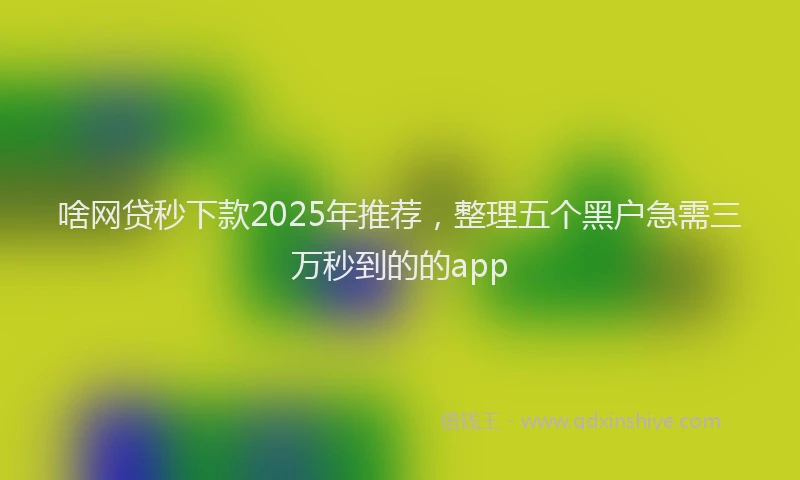 啥网贷秒下款2025年推荐，整理五个黑户急需三万秒到的的app