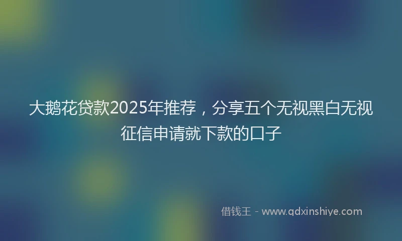 大鹅花贷款2025年推荐，分享五个无视黑白无视征信申请就下款的口子