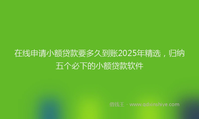 在线申请小额贷款要多久到账2025年精选，归纳五个必下的小额贷款软件
