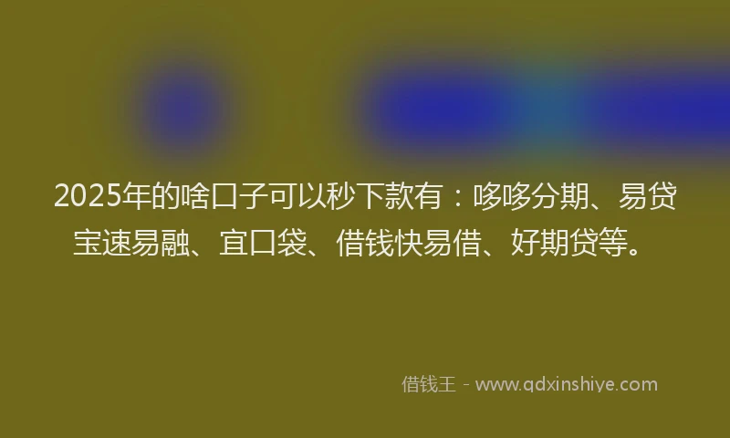 2025年的啥口子可以秒下款有：哆哆分期、易贷宝速易融、宜口袋、借钱快易借、好期贷等。