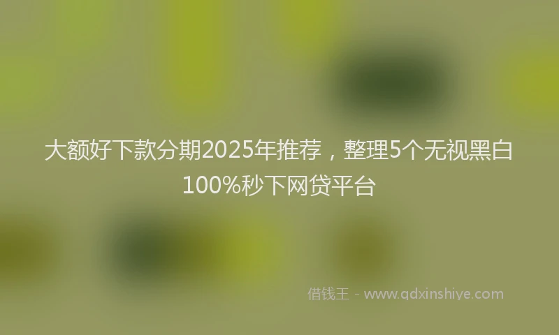 大额好下款分期2025年推荐，整理5个无视黑白100%秒下网贷平台