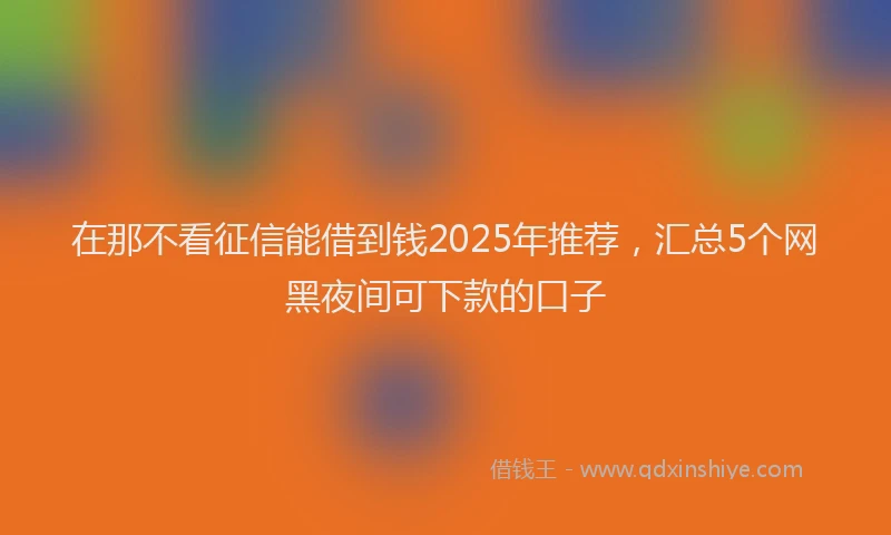 在那不看征信能借到钱2025年推荐，汇总5个网黑夜间可下款的口子