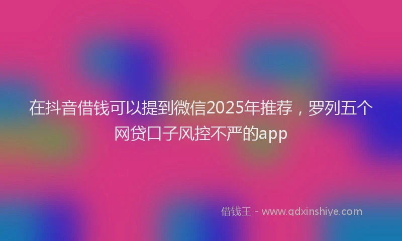 在抖音借钱可以提到微信2025年推荐，罗列五个网贷口子风控不严的app