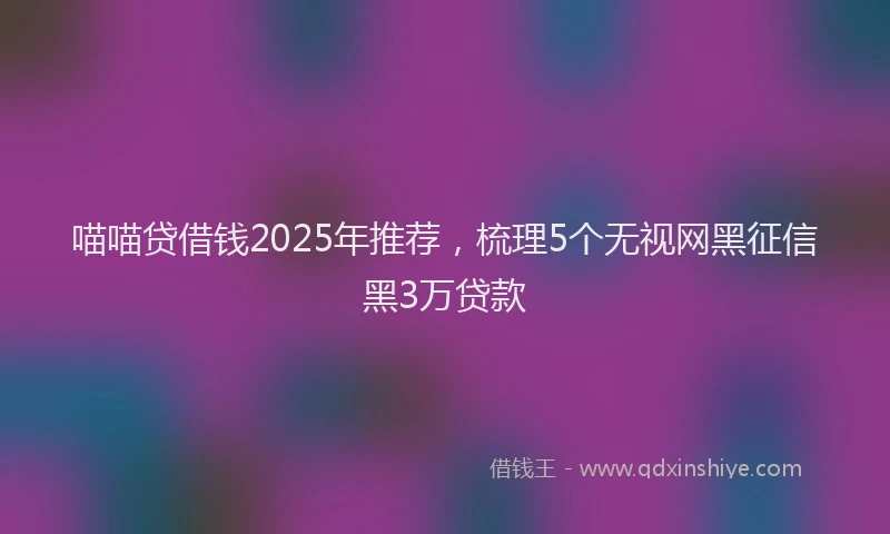 喵喵贷借钱2025年推荐，梳理5个无视网黑征信黑3万贷款