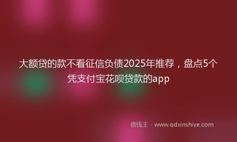大额贷的款不看征信负债2025年推荐，盘点5个凭支付宝花呗贷款的app