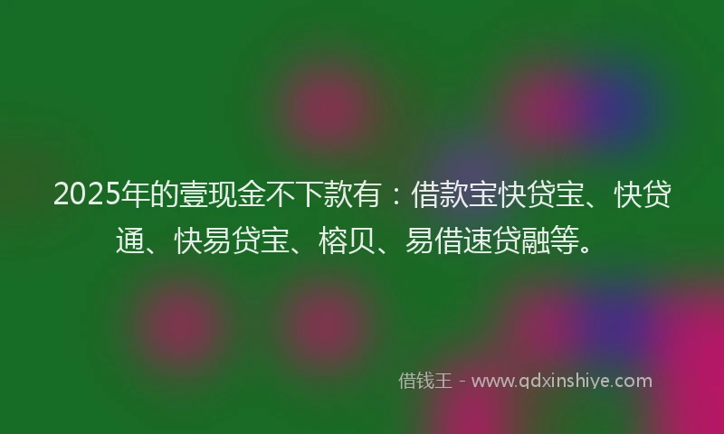 2025年的壹现金不下款有：借款宝快贷宝、快贷通、快易贷宝、榕贝、易借速贷融等。