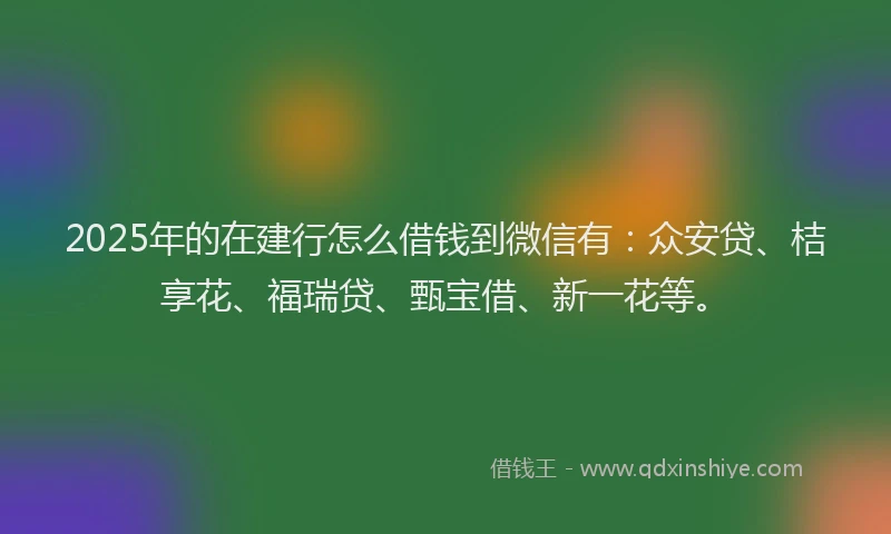 2025年的在建行怎么借钱到微信有：众安贷、桔享花、福瑞贷、甄宝借、新一花等。