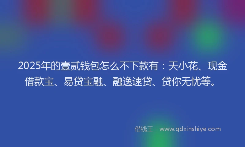 2025年的壹贰钱包怎么不下款有：天小花、现金借款宝、易贷宝融、融逸速贷、贷你无忧等。