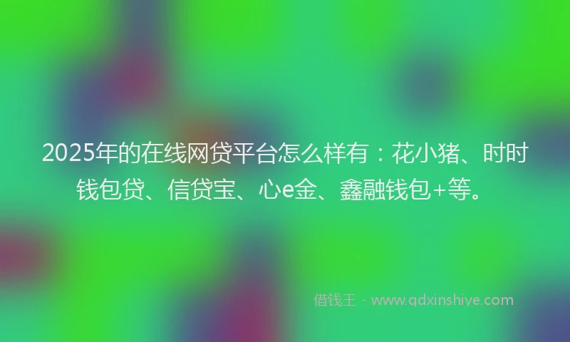 2025年的在线网贷平台怎么样有：花小猪、时时钱包贷、信贷宝、心e金、鑫融钱包+等。