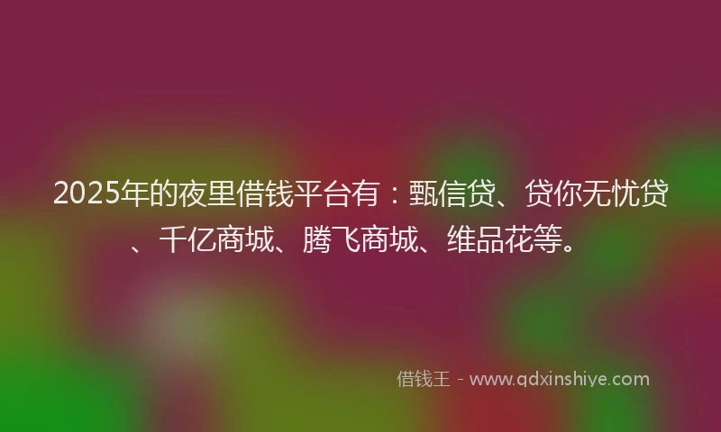 2025年的夜里借钱平台有：甄信贷、贷你无忧贷、千亿商城、腾飞商城、维品花等。