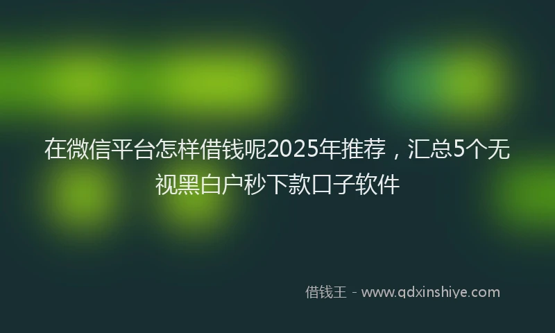 在微信平台怎样借钱呢2025年推荐，汇总5个无视黑白户秒下款口子软件