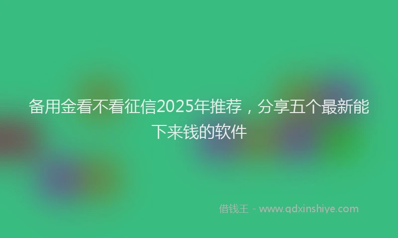 备用金看不看征信2025年推荐，分享五个最新能下来钱的软件