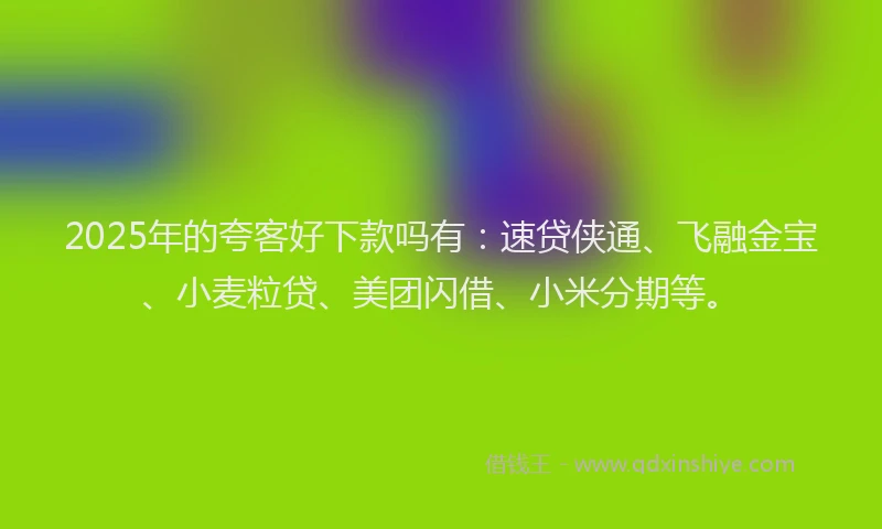 2025年的夸客好下款吗有：速贷侠通、飞融金宝、小麦粒贷、美团闪借、小米分期等。