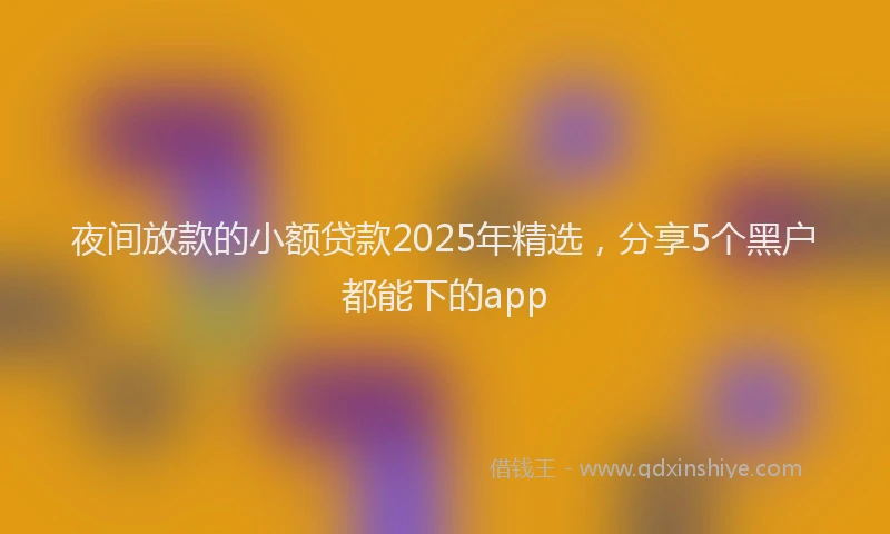 夜间放款的小额贷款2025年精选，分享5个黑户都能下的app