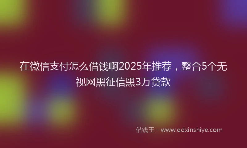 在微信支付怎么借钱啊2025年推荐，整合5个无视网黑征信黑3万贷款