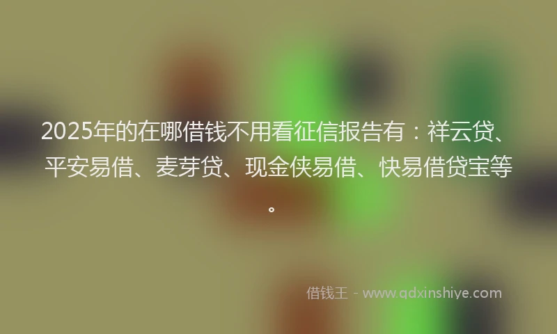 2025年的在哪借钱不用看征信报告有：祥云贷、平安易借、麦芽贷、现金侠易借、快易借贷宝等。