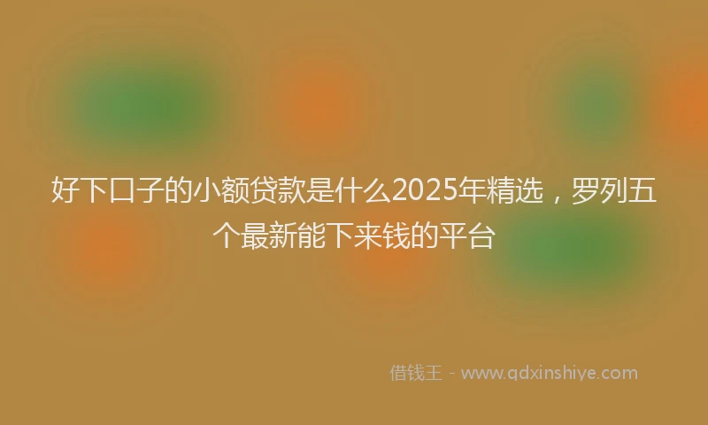 好下口子的小额贷款是什么2025年精选，罗列五个最新能下来钱的平台