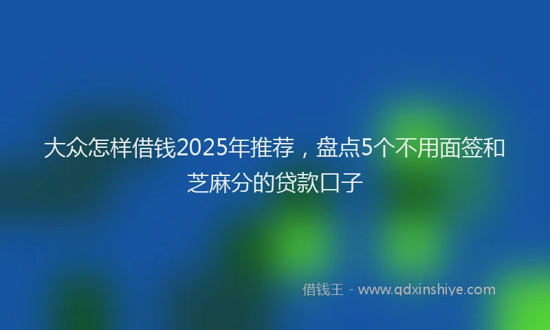 大众怎样借钱2025年推荐，盘点5个不用面签和芝麻分的贷款口子