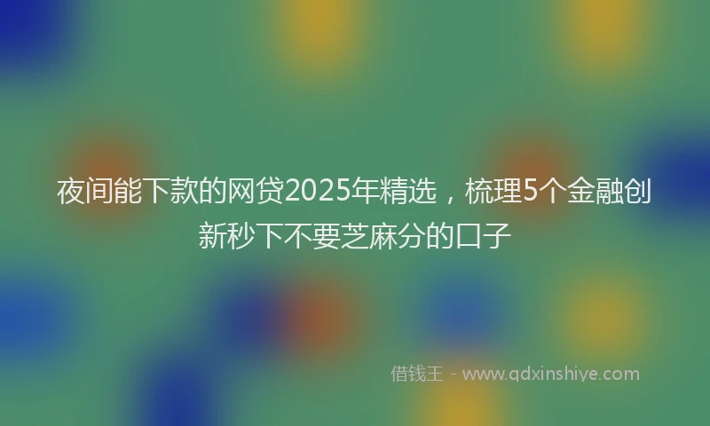 夜间能下款的网贷2025年精选，梳理5个金融创新秒下不要芝麻分的口子