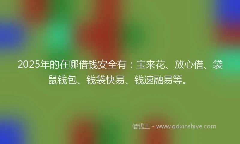 2025年的在哪借钱安全有:宝来花、放心借、袋鼠钱包、钱袋快易、钱速融易等。