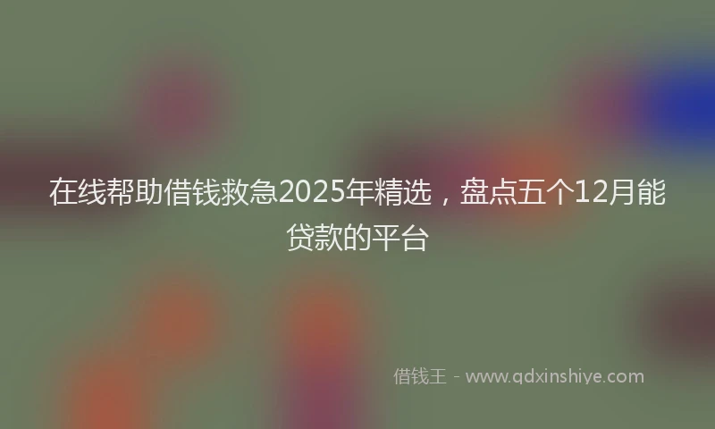 在线帮助借钱救急2025年精选，盘点五个12月能贷款的平台