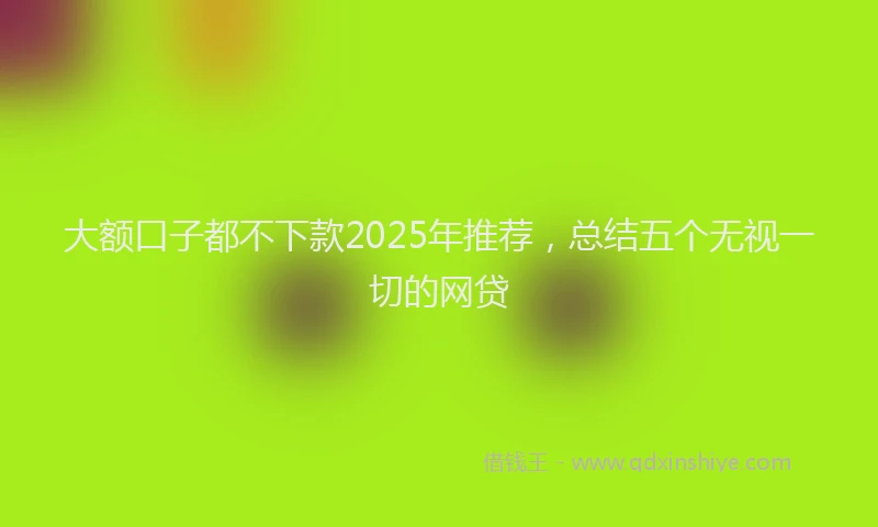 大额口子都不下款2025年推荐，总结五个无视一切的网贷