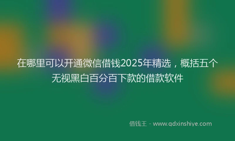 在哪里可以开通微信借钱2025年精选，概括五个无视黑白百分百下款的借款软件