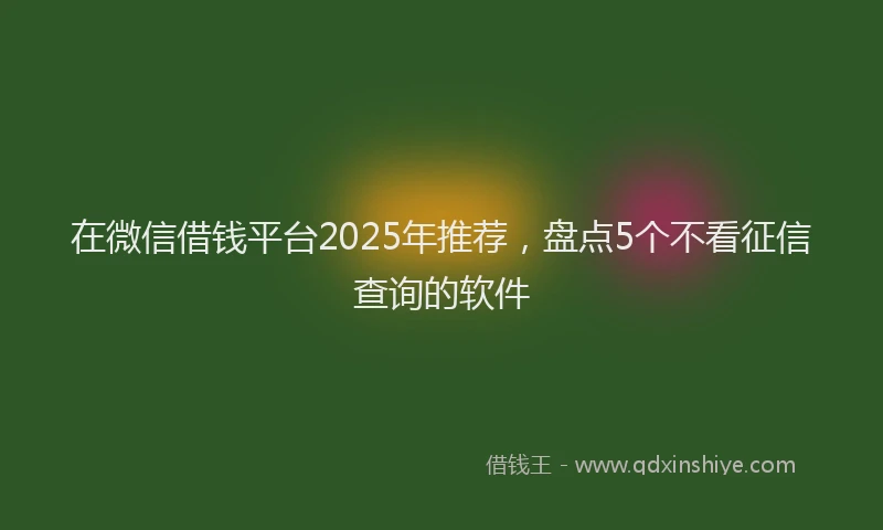 在微信借钱平台2025年推荐,盘点5个不看征信查询的软件