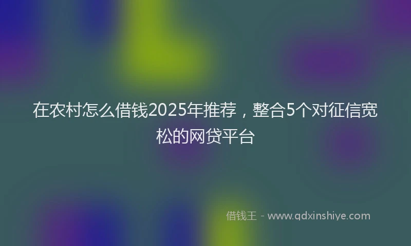 在农村怎么借钱2025年推荐，整合5个对征信宽松的网贷平台
