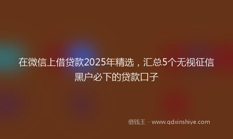 在微信上借贷款2025年精选，汇总5个无视征信黑户必下的贷款口子