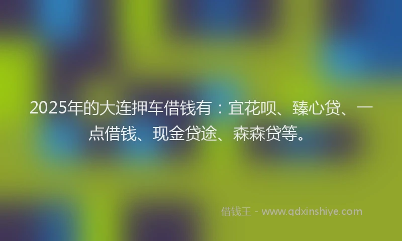 2025年的大连押车借钱有：宜花呗、臻心贷、一点借钱、现金贷途、森森贷等。