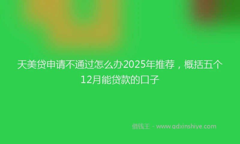 天美贷申请不通过怎么办2025年推荐，概括五个12月能贷款的口子