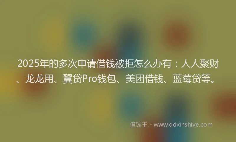 2025年的多次申请借钱被拒怎么办有：人人聚财、龙龙用、翼贷Pro钱包、美团借钱、蓝莓贷等。
