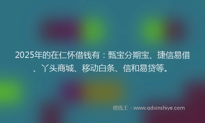 2025年的在仁怀借钱有：甄宝分期宝、捷信易借、丫头商城、移动白条、信和易贷等。