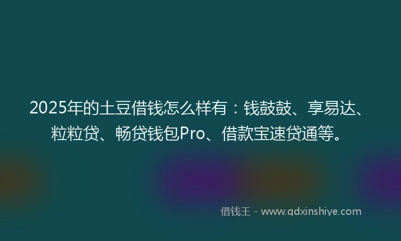 2025年的土豆借钱怎么样有：钱鼓鼓、享易达、粒粒贷、畅贷钱包Pro、借款宝速贷通等。