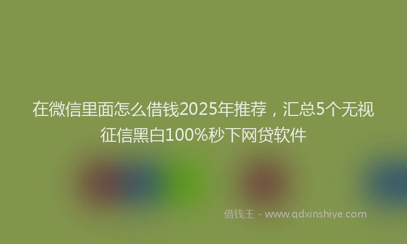 在微信里面怎么借钱2025年推荐，汇总5个无视征信黑白100%秒下网贷软件